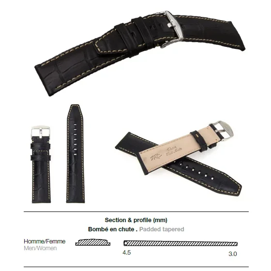 Ремешок ZRC 5592401 ALLIGATOR GRAIN BLACK 24MM