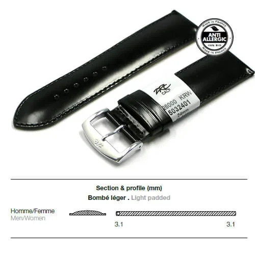 Ремешок ZRC 5030701 CALF BLACK 20ММ