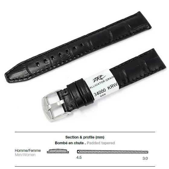 Ремешок ZRC 5592491 ALLIGATOR GRAIN BLACK 24MM