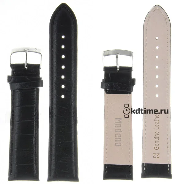 Modeno 22 мм чер croco K001 с серебряной застежкой ремень
