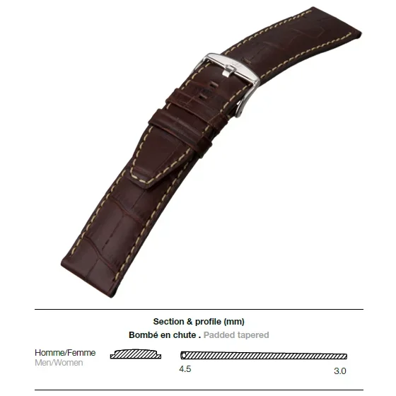 Ремешок ZRC 5592403 ALLIGATOR GRAIN BROWN 24MM